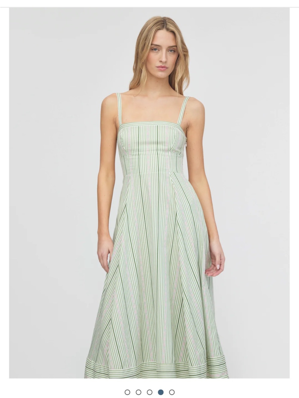 Hill House Margot Dress in Green Jacquard Stripe - Picture 2 of 10